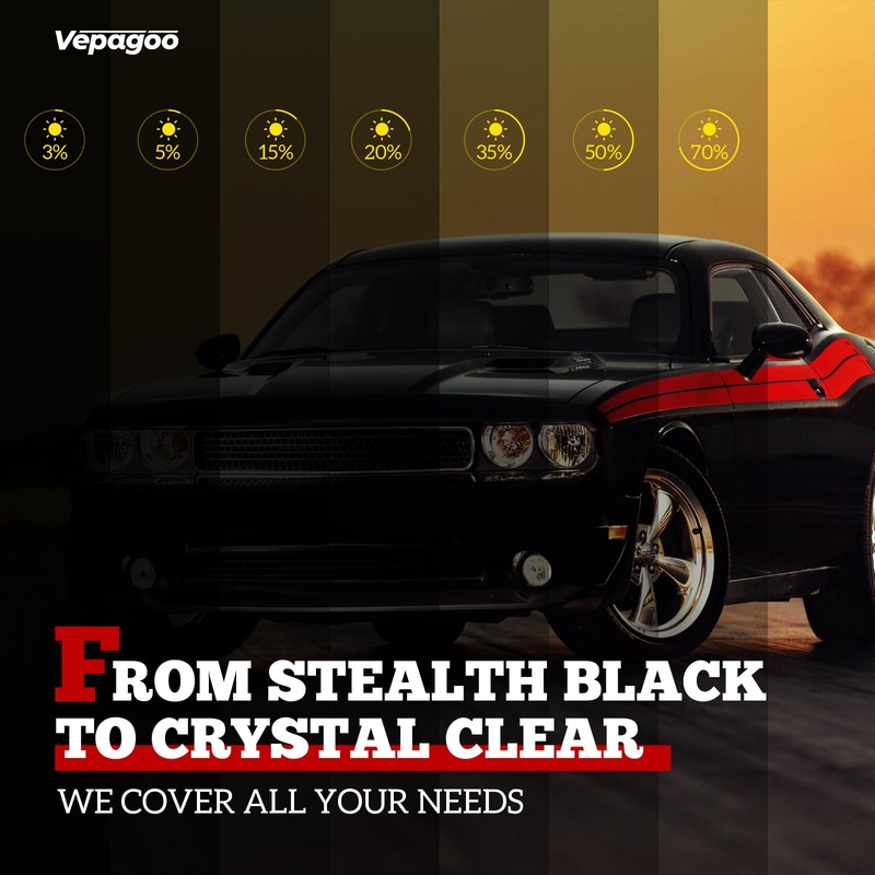 Vepagoo 15% VLT Ceramic Car Window Tint Film (40" x