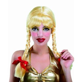 Naughty Schoolgirl Adults Fancy Dress Party Wig Blonde With Pigtails