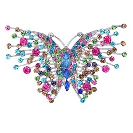 Weenkeey Swallowtail Butterfly Brooch Pin Multicoloured Butterfly Brooch Badge Austrian Crystal Rhinestone Brooch Wedding Bridal Brooches for Dress Coat Shirts Hats