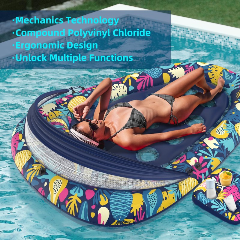 Sunikko X 3-in-1 Pool Floats with Canopy Cup Holder, XL