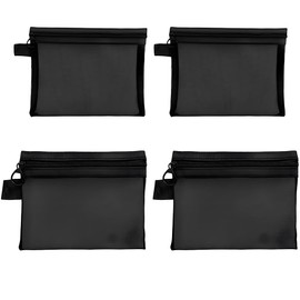 ZHSHXNGY 4 Pcs Mesh Makeup Pouch Gray Makeup Pouch Hanging Portable Multi-functional, Black