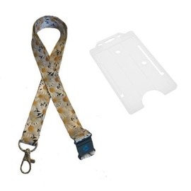 20mm Lanyard with Safety Break Away and Matching Single Vertical Card Holder (Daisy)