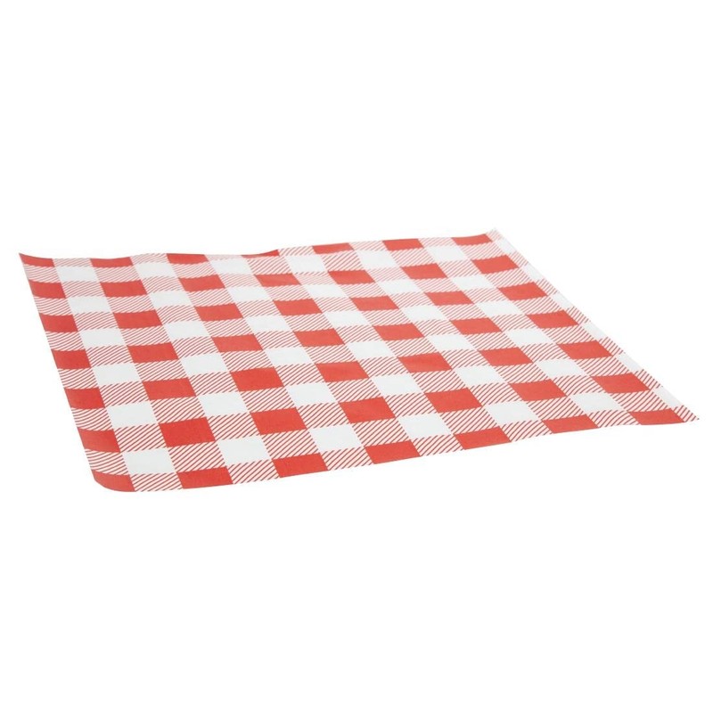 CL657 Red Gingham Greaseproof Paper, 250 mmx 250 mm (Pack