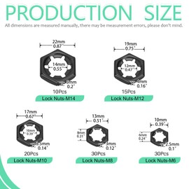Keadic 105 Stück Push On Lock Nuts Sortiment Kit, interne Zahn Stern Schloss Scheiben M6 M8 M10 M12 M14 Push On Scheiben Schnellgeschwindigkeit Verriegelung Scheiben für Industrie (Schwarz)