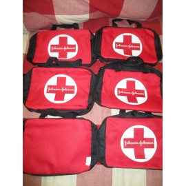 Johnson & Johnson 6 First Aid Kit Empty Zippered Bag Red Black Soft Side Johnson & Johnson Pouch