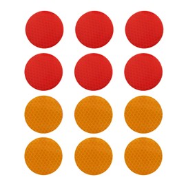 Boguish 40 Pcs Motorcycle Reflective Warning Stickers Reflective Trim Side Marker Strips Waterproof PET for Helmet, 2 Inch Round Red+Amber