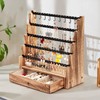 Pinzoveco Earring Organizer, 5 Layer Earring Holder Organizer with Necklace