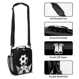lakefvgk Funny Husky Dog Football Lunch Boxes Bag for Kids Cooler Bag Reusable Lunch Box Containers Insulated Lunch Bag