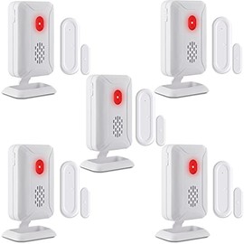 USUPERINK Wireless Door Chime,Door Chimes When Door Opens,Battery Powered Wireless Door Alarm,113DB Maximum Volume,Nightlight Function,Volume Control,for Business/Home/Store,5PK