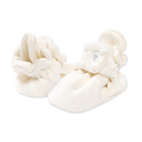 Burt's Bees Baby baby boys Booties, Organic Cotton Adjustable Infant Shoes Slipper Sock, Eggshell White, 3-6 Months US