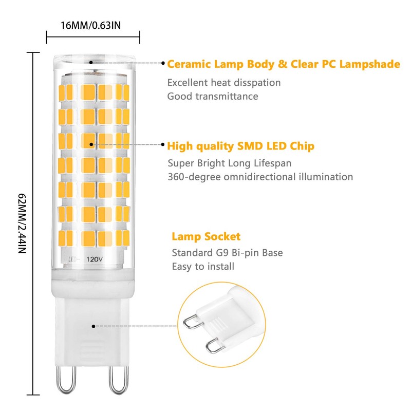 YUIIP G9 LED Bulb Dimmable 6W Warm White 3000K, T4