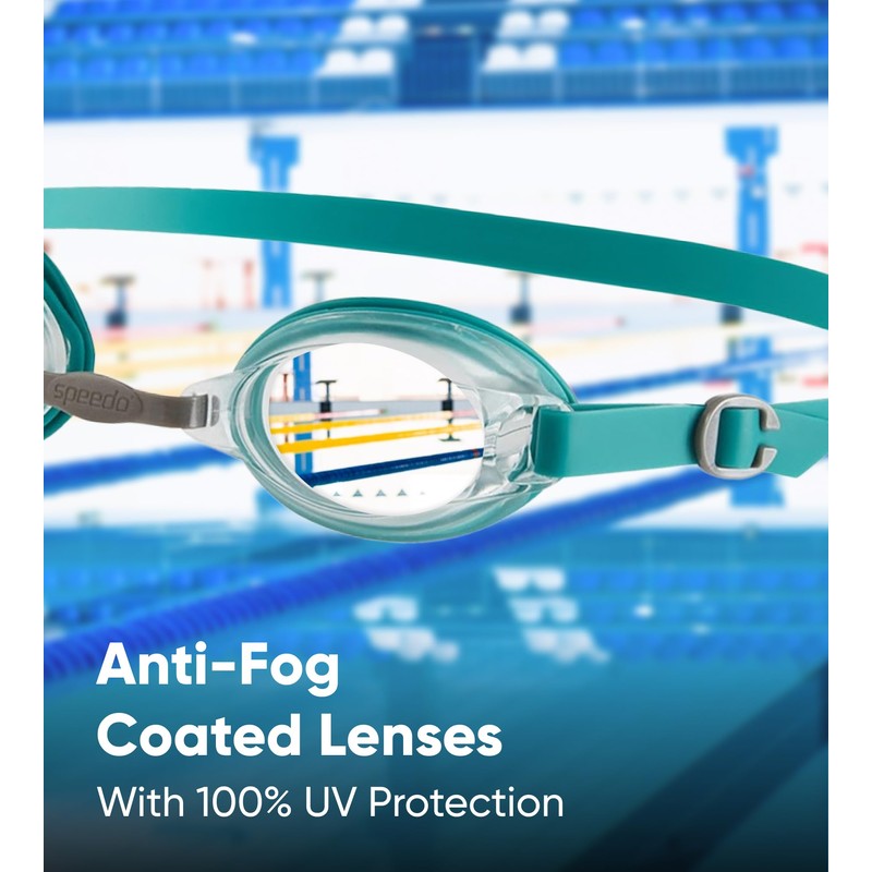 Speedo Unisex Jet V2 Swimming Goggles | Anti-Fog, Navy/White/Blue, One