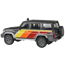 2014 for Toyota Land Cruiser LC76 DCD TRD Livery 1/64 Diecast Model Car in Gray Metallic with Stripes by Paragon Models