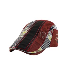 HIQIU Beret Cap Men's Flat Cap Gatsby Peaked Cap Newsboy Flat Cap Unisex Beret Hat Golfer Hat, red
