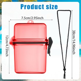 Outus 3 Pieces Waterproof Case ID Card Holder with Floating Sports Case Locker with Hanging Ring and Rope (Clear Blue Red,4.72 x 2.95 x 1.57 Inch)