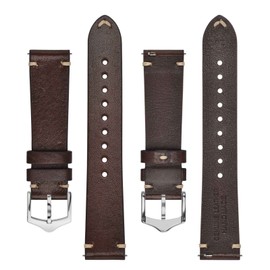 BISONSTRAP Watch Band, Military Style, Italian Leather, Replacement Strap, Quick Release, 0.71, 0.75, 0.79, 0.83, 0.87 inches (18, 19, 20, 21, 22 mm)