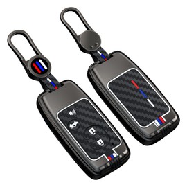 KUNIO Fluorescent Key Fob Cover Case Fit for Toyota 86 Crown Avalon RAV4 Land Cruiser Subaru Forest XV Forester Carbon Fiber Pattern Key Holder Accessories 4 Button Boot Black-Short Keychain