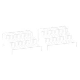Greenbrier 3 Tier Spice Rack Organizer for Cabinet, Pantry, Kitchen (2 Pack), White, Step Shelf Storage