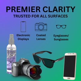 Glare Guard Clear View Lens Cleaner, Anti-Streak Glasses Cleaner, Anti-Glare Pro-Grade Reading Glass Eyeglass Spray, Alcohol-Free Sunglass Solution, Static Screen Clean, Fog Camera No Scratch 4oz
