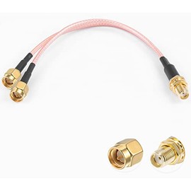 Vecys 3 Way SMA Splitter Cable - Dual Male Connector, 6" RG316 Coaxial Cable for 2G/3G/4G LTE Antenna, Router, Modem, MiFi