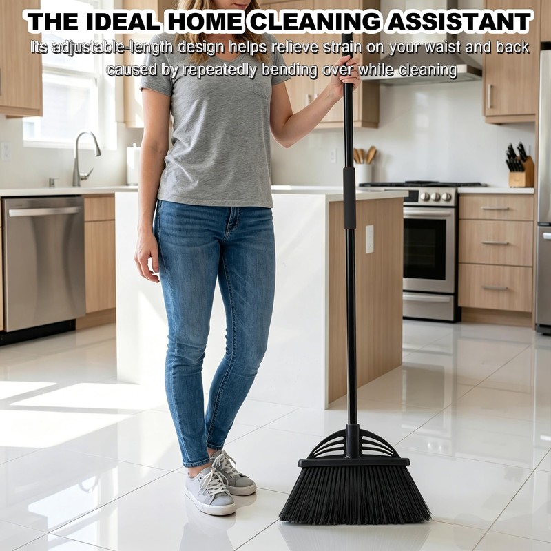 Xifando Heavy Duty Broom - 55 Inch Adjustable Long Handle