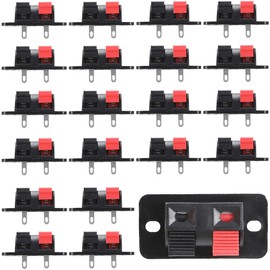 Greluma 2-Way Speaker Connection Block, 2 Positions Speaker Connection Strip, Board Connector, Speaker Spring Connection Clip, Pressure Release Type Pack of 20