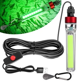 Yongkist Super Bright Underwater Green Fishing Light, LED Green Light for Fishing, 12W 1300 Lumens IP68 Rated Submersible Light Attractants for Docks, Boats, Kayaks