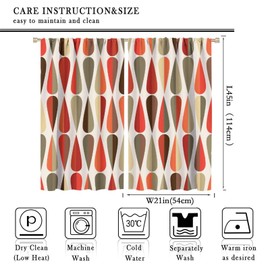 JESTRONRY Mid Century Curtains,Modern Abstract Triangular Retro Design Room Darkening Door Window Rod Pocket Curtain for Living Room Bedroom Kitchen Bathroom 42x45in