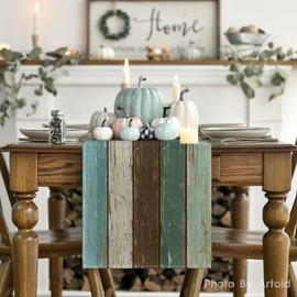Artoid Mode Blue Planken Antique Old Rustic Wood Autumn Table Runner, Seasonal Kitchen Table Decoration, Indoor, Holiday, Party Decor, 40 x 180 cm