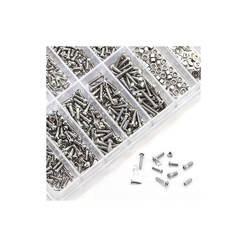 Yosoo - 1000 Piezas Micro Tornillos de Acero Inoxidable Tuercas