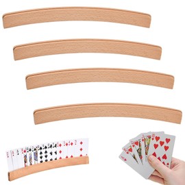 Set of 4 Wooden Playing Card Holders, Card Holder, Playing Cards, Hands Poker Holder for Children, Card Games Free Hands, for Elderly, Adults and Children