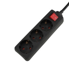 UNITEC Table Socket 3-Way with Switch, Power Strip, 1.4 m Cable, Black