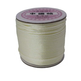 PAMIR Tong 100 Yards Nylon Satin Cord, Rattail Silk Trim Beading Thread for Chinese Knotting, Kumihimo, Beading, Macramé, Jewelry Making, Sewing, DIY (03 Ivory)
