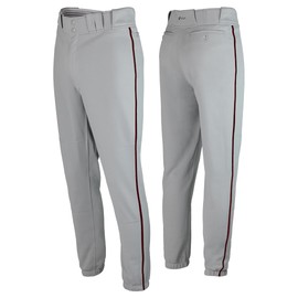 SSK Showcase Collection Flex Bottom Adult Baseball Pants | Adult Sizes Solid & Piped (US, Alpha, X-Small, Regular, Regular, Grey/Maroon)