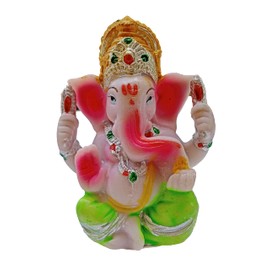 PARIJAT HANDICRAFT The Blessing A Colored Statue of Lord Ganesha Ganpati Small Pooja Articles for poojan in Your Home Office or Temple Traditional Indian puja and Gift Items.