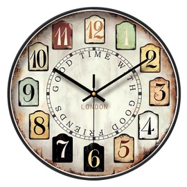 NUOVO Vintage Decorative Wall Clock with Large Arabic Numerals, Vintage Classic Wall Clock, Living Room and Bedroom Wall Clock