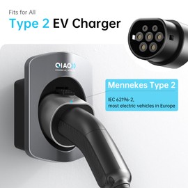 QIAO)) Type 2 EV Charger Holder, Wall Mount EV Charging Cable Organiser for Electric Car with Type 2 IEC 62196-2 Plugs, Wall Box Charging Cable Tidy Management for Indoor Outdoor