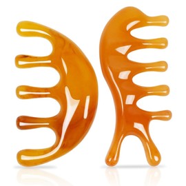 SCJJZ Massage Stones, Massage Comb, Five Finger Comb, Wide Tooth Massage Comb, Unisex Meridian Massage Comb, Eye Massage Comb (Pack of 2)