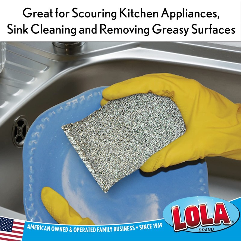 Lola Products Wonder Non-Scratch Scouring Pad, Large Knitted Flat Wire