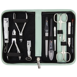 3 Swords Germany - juego de cuidado de uñas de calidad de la marca, kit de manicura y pedicura de 10 piezas con tijeras, estuche de cuero sintético me