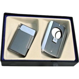 Visol Gunmetal Pyxis Lighter and Axe Cigar Cutter Gift Set