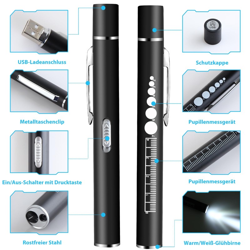 KEWAYO Penlight Pupil Light with Pupil Meter and Ruler LED