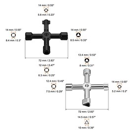 PATIKIL Multifuncional Universal Transversal Llave Kit, 4 Paquete Zinc Aleación 4 Vías Plomero Llaves para Electricidad Control Agua Gas Contador Caja Armario Gabinete, Plateado