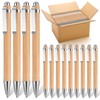 100 Bamboo Pens Bulk Wooden Retractable Ballpoint Pen Black Ink