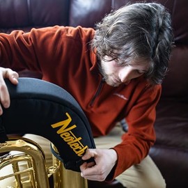 Neotech Tuba Bow Guard – Nylon Hard Shell Case with Polyethylene Foam, Adjustable Strap & Plastic Clips – Durable Harness & Protective Case for Marching Band – Fits Yamaha & More – Made in USA