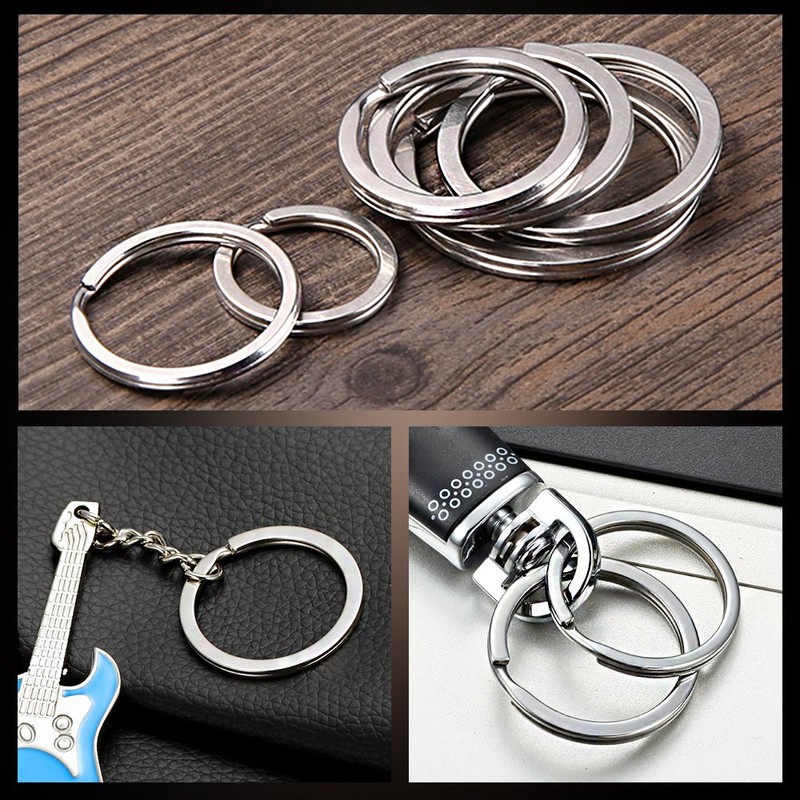Swpeet 60 Pcs Assorted Multi-Purpose Metal Keychain Rings Split Keyrings