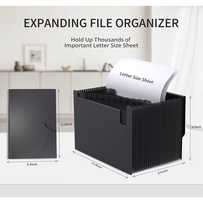 Vanulee 25 Pockets File Organiser Box File Folder,Document Organiser Concertina