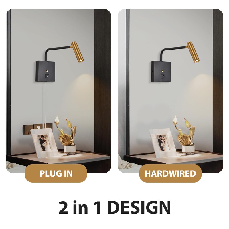 ZEROUNO LED Wall Lamp Wall Mounted Reading Lights, Dimmable Adjustable