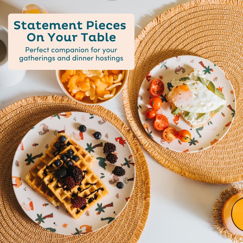 Nook Theory 4 Pack Reusable Bamboo Plates - Non-Toxic Toddler