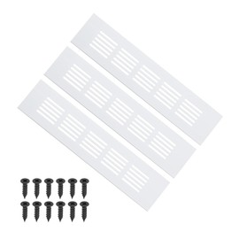 PATIKIL 9 x 2 Inch Door Air Vent Cover, 3 Pcs Heavy Duty Aluminum Grille Ventilation Cover Louvered with Mounting Screws for Cabinet Wardrobe Door, Silver